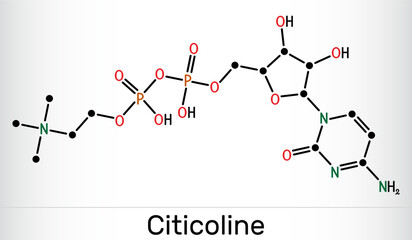 Citicoline, CDP-choline, cytidine diphosphate-choline molecule. Nootropic and psychostimulant