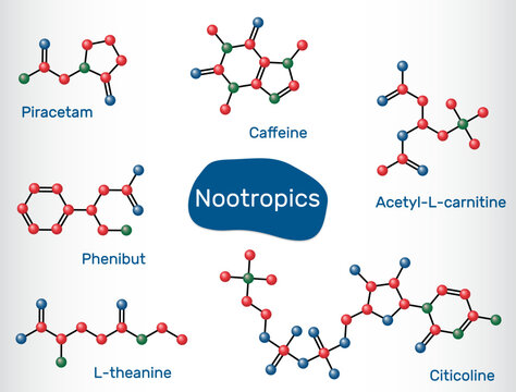 Nootropics for memory and concentration. Citicoline, L-theanine, Phenibut, Acetyl-L-carnitine, Caffeine, Piracetam