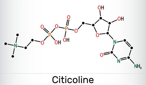Citicoline, CDP-choline, cytidine diphosphate-choline molecule. Nootropic and psychostimulant