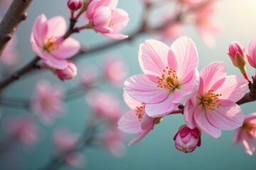 Obraz premium Soft pastel hues of delicate spring flowers in full bloom, floral, beauty