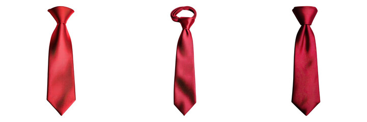 Cherry red tie isolated on transparent background. PNG , Set of