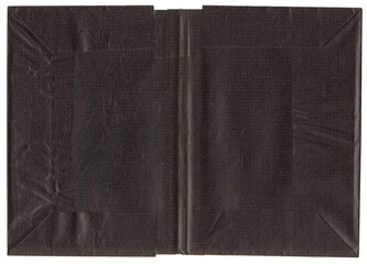 Schwarzer Bucheinband mit Faltung und Knicken auf der Papier Innenseite