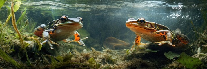 Xenopus - Horizontal Reptile Submerging in  Wildlife Habitat