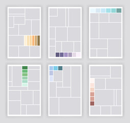 Photo collage template set. Album brandboard, set portfolio images. Mood board backgrounds. Mosaic picture frames. Gallery banners. illustration