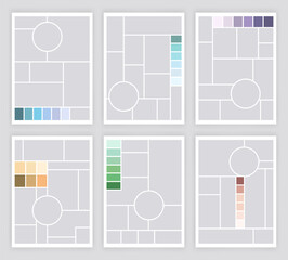 Photo collage template set. Album brandboard, set portfolio images. Mood board backgrounds. Mosaic picture frames. Gallery banners. illustration