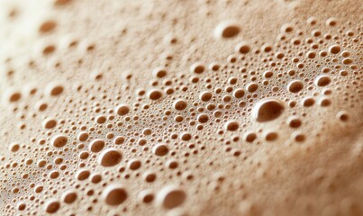 An inviting close-up of a chocolate milkshake reveals its rich, bubbly, and frothy texture.