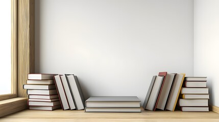 Realistic mockup of a bookshelf filled with books creating a cozy and inviting reading corner in a modern home