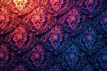 Geometric lace overlay, sharp lines, repetitive motif, digital, grid, repeating