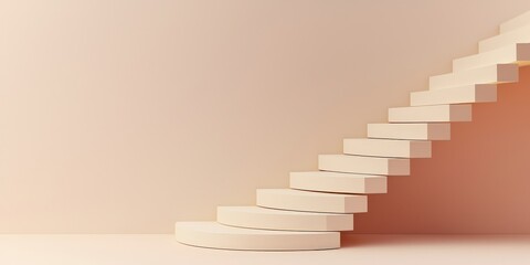 Successful project management timeline concept. Stylish staircase against a minimalistic background.
