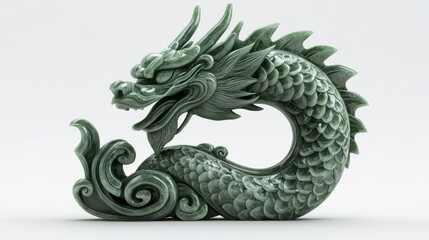Fototapeta premium Jade Dragon Sculpture - Exquisite Chinese Art Piece