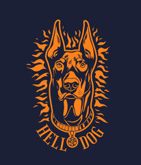 Doberman Pinscher Hell Dog Illustration