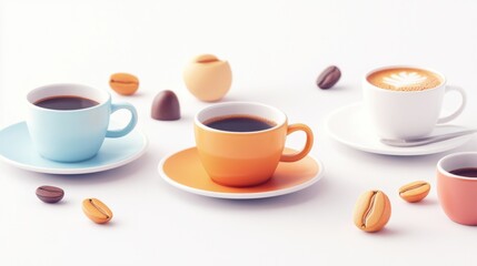 Obraz premium Coffee Cups and Treats - A Delightful Morning Scene