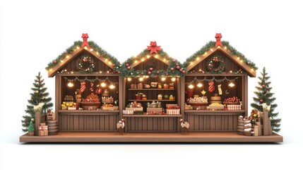 Charming Christmas Market Stall, Festive Holiday Display