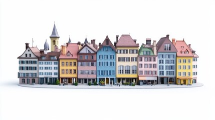 Fototapeta premium Colorful European Townhouses - A Row of Vibrant Buildings