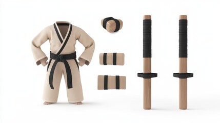 Karate Uniform and Training Equipment -  A Martial Art Ensemble