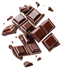 PNG Pieces of dark chocolate with shiny surface