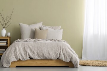 Cozy bedroom featuring soft bedding, natural light, and minimali