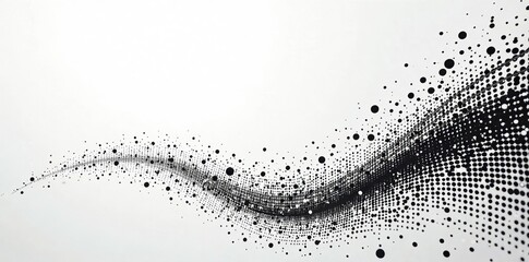 Abstract halftone gradient pattern with wavy dots, monochrome effect,  corners,  diagonal