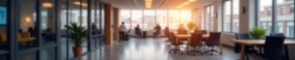 Abstract light bokeh creating a soft, blurred effect in a modern open office setting, perfect for backgrounds and presentations,  blurred,  clean