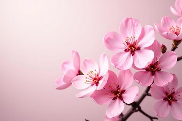 Naklejka premium Abstract spring background featuring blooming pink flowers on a soft pastel backdrop, nature, abstract
