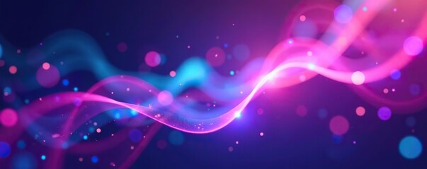 Abstract psychedelic background with glowing blurred lights in ultraviolet, pastel neon pink, blue, teal, and purple hues,  neon,  teal