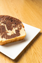 Homemade traditional marble pound cake