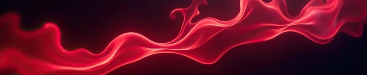 Fototapeta premium Abstract swirling artificial magic smoke in vibrant red hues illuminated by a soft light against a dark black background, enchanting, soft light