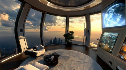 Fototapeta premium Skyline Observatory Lounge Suitable for marketing material