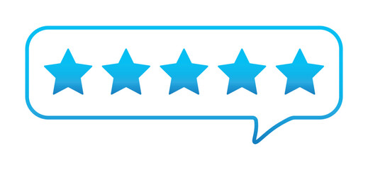 Bubble rating five blue stars for best excellent services rating for satisfaction.5 star for quality customer rating feedback concept from client employee, product review, 5 blue stars vector EPS 10