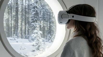 Winter VR Experience  Snowy Forest Scene suitable for marketing material
