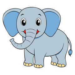 Fototapeta premium Cute Cartoon Baby Elephant Vector Illustration 