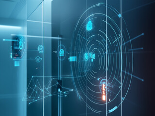 Naklejka premium Futuristic Digital Security Interface