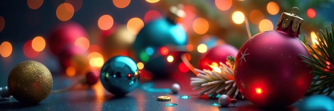 A colorful and vibrant festive background with assorted decorations and lights,  event, festive