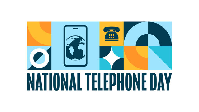 National Telephone Day. April 25. Holiday concept. Template for background, banner, card, poster with text. Vector EPS10 illustration.