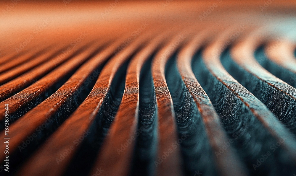 Poster striking parallel lines create an abstract, textured pattern with alternating warm and cool color to