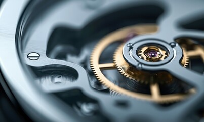 A macro view of the detailed golden gears and intricate mechanism inside a luxury watch.