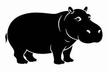 hippopotamus black silhouette vector