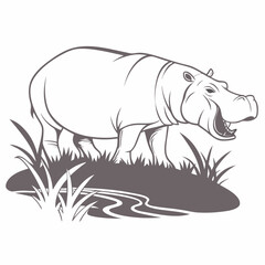 hippopotamus black silhouette vector