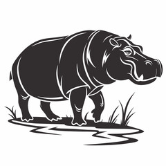 hippopotamus black silhouette vector