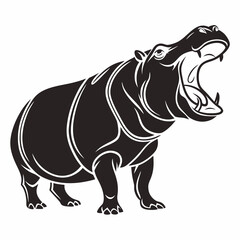 hippopotamus black silhouette vector