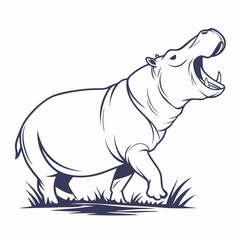 hippopotamus black silhouette vector