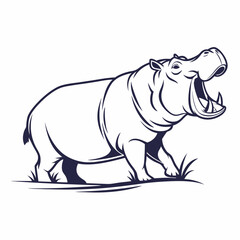 hippopotamus black silhouette vector