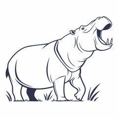 hippopotamus black silhouette vector
