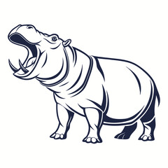 hippopotamus black silhouette vector
