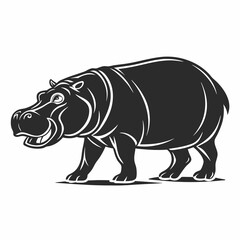 hippopotamus black silhouette vector