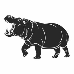 hippopotamus black silhouette vector
