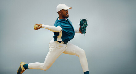 Focused baseball pitcher in action showcasing skill and precision on the field