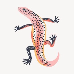 Fototapeta premium Cute lizard, wild animal digital art illustration