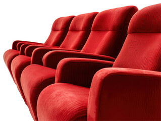 Isolated Perspective View of Red Theater Seats