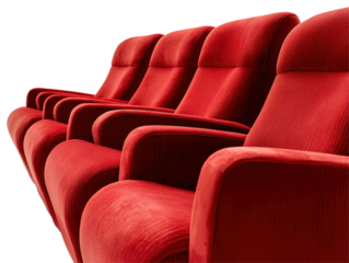 Isolated Perspective View of Red Theater Seats